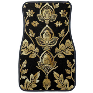 Black & Gold Motif Car Floor Mat