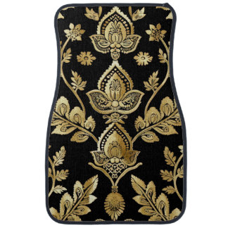 Black & Gold Motif Car Floor Mat