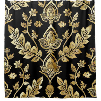 Black & Gold Motif Shower Curtain