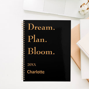 Black gold motivational quote 2026 planner