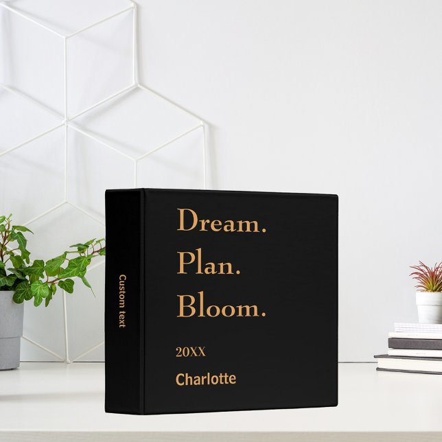 Black gold motivational quote 3 ring binder (Creator Uploaded)