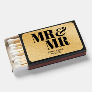Black & Gold Mr & Mr Personalized Wedding Matches