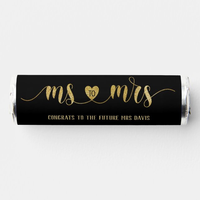 Black Gold Ms to Mrs Bridal Shower Breath Savers® Mints (Front)