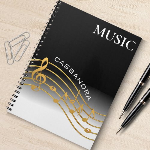 Black  Gold Music Note Scale Notebook