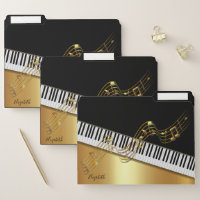 Black Gold Music Notes,Piano Keys-Personalized