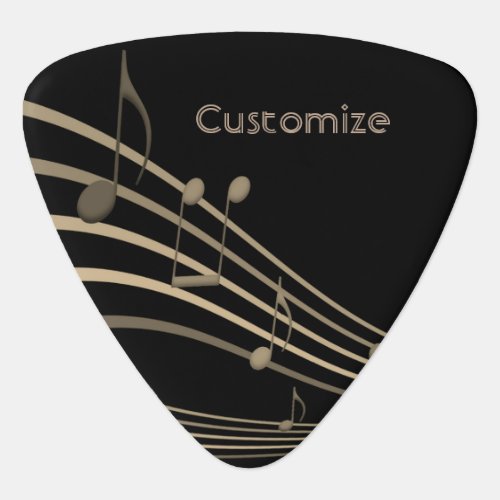 Black  Gold  Music Notes Triangle Guitar Pick