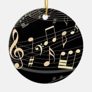 Black Gold Musical Christmas Ornament Personalized