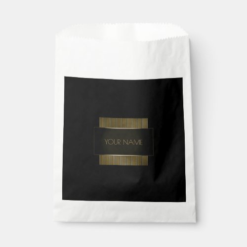 Black Gold Name Branding Minimal Conceptual Favor Bag