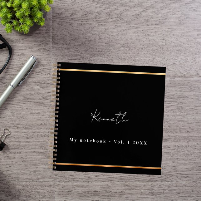 Black gold name script minimalist notebook (Creator Uploaded)