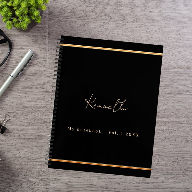 Black gold name script minimalist notebook (Creator Uploaded)