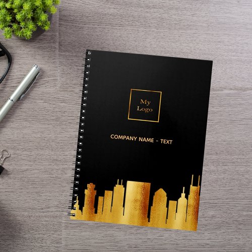 Black gold Nashville skyline business logo Notebook