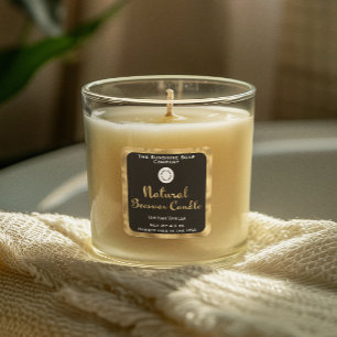 Black & gold natural beeswax candle label w scent 