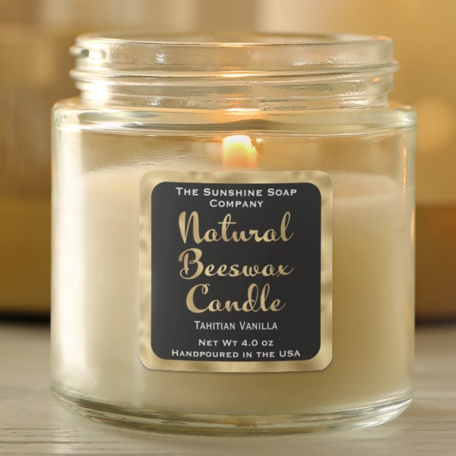 Black & gold natural beeswax candle label w scent (Creator Uploaded)