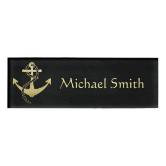 Black & Gold Nautical Name Tag