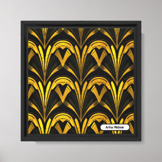 Black Gold Neo Deco Seamless Abstract Art Canvas Print