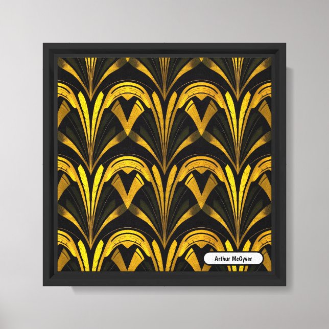 Black Gold Neo Deco Seamless Abstract Art Canvas Print (Front)