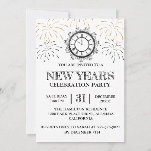 Black Gold New Years Celebration Party Invitation