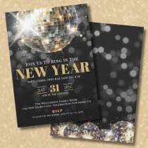 Black Gold New Year's Eve Celebration Party Invitation