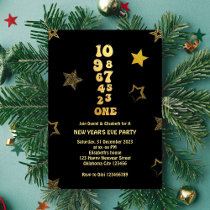 Black gold New Years Eve Countdown Party  Invitation