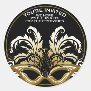 Black/Gold New Years Eve Masquerade Envelope Seal