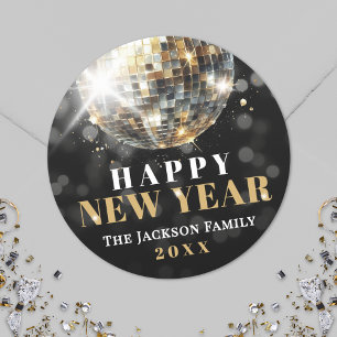 Black Gold New Year's Eve Party Classic Round Sticker