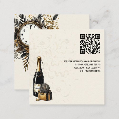 Black  Gold New Years Eve QR Enclosure Card
