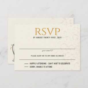 Black & Gold New Years Eve Wedding RSVP Card