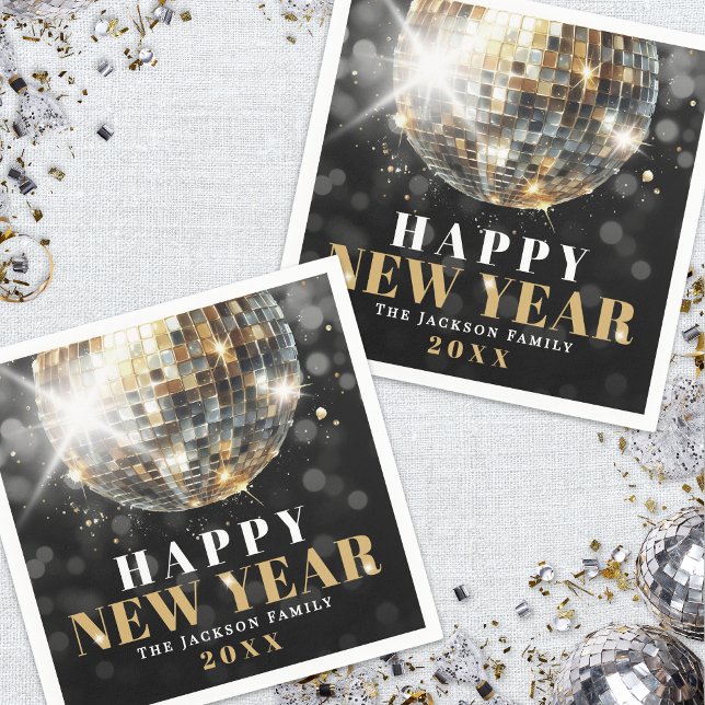 Black Gold New Years Party Napkins (Black Gold New Year's Eve Party Napkins)