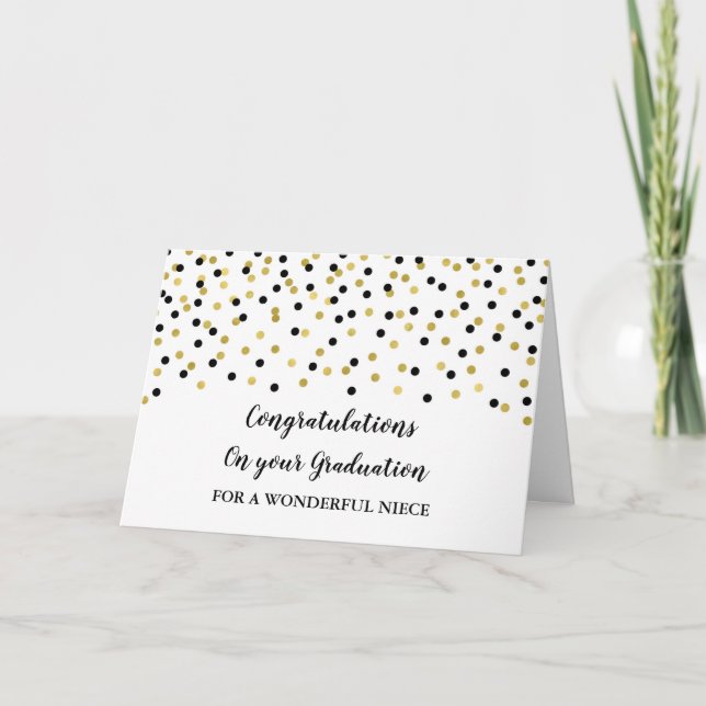 Black Gold Niece Congratulations Graduation Card (Front)