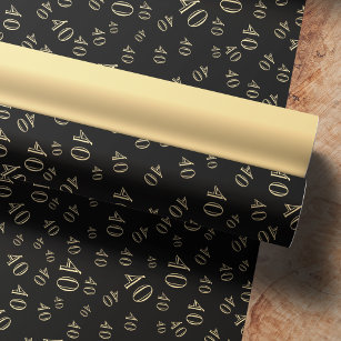 Black Gold Number Collage 40th Birthday Wrapping Paper