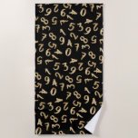 Black Gold Numbers Luxury Pattern Chic Accountant Beach Towel