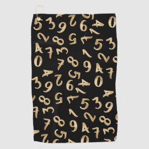 Black Gold Numbers Luxury Pattern Chic Accountant  Golf Towel