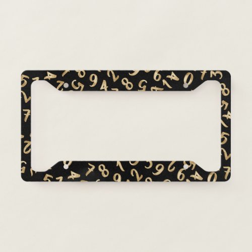 Black Gold Numbers Luxury Pattern Chic Accountant License Plate Frame