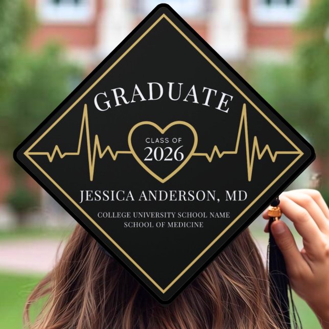 Black Gold Nursing Medical Graduation Cap Topper (Black Gold Nursing Medical Graduation Cap Topper)