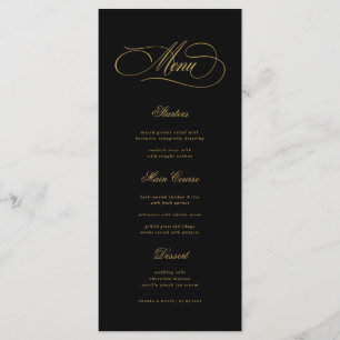Black & Gold Old Money Aesthetic Retro Wedding Menu