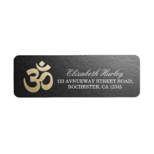 Black & Gold OM Symbol Yoga Mediation Instructor Label
