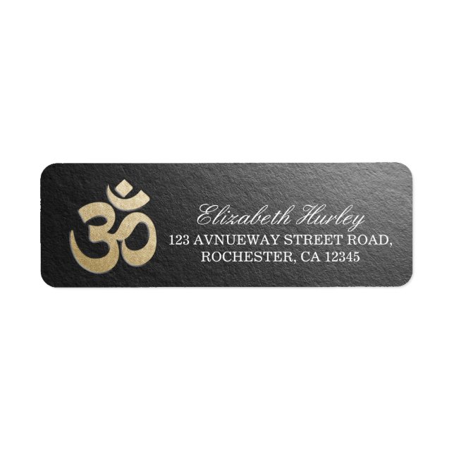 Black & Gold OM Symbol Yoga Mediation Instructor Label (Front)
