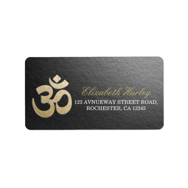 Black & Gold OM Symbol Yoga Mediation Instructor Label (Front)