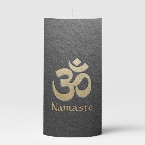 Black  Gold OM Symbol YOGA Meditation Instructor Pillar Candle