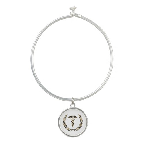 Black  Gold on White  Medical Symbol  Bangle Bracelet