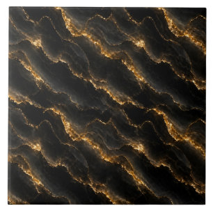 Black Gold Onyx Marble Seamless Pattern Ceramic Tile