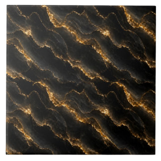 Black Gold Onyx Marble Seamless Pattern Ceramic Tile