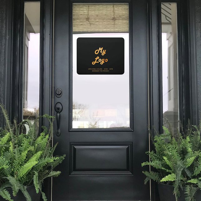 Black gold opening hours business logo door sign (Creator Uploaded)