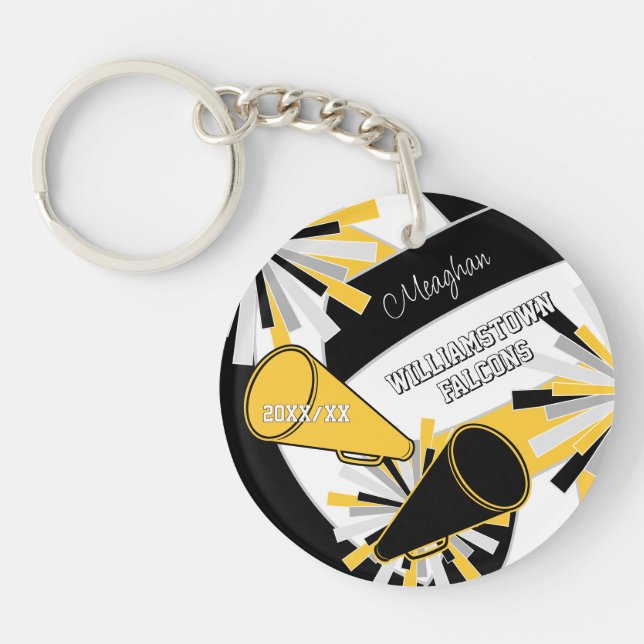 black gold or ANY COLORS volleyball cheerleader Keychain (Front)
