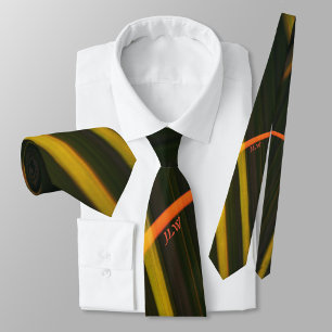 Black Gold Orange Modern Streaks Personalized Neck Tie