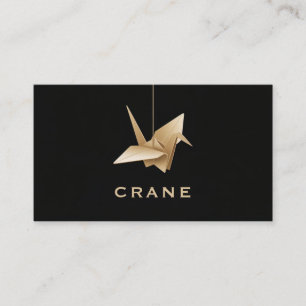 Black Gold Origami Crane Japanese Elegant Business Card