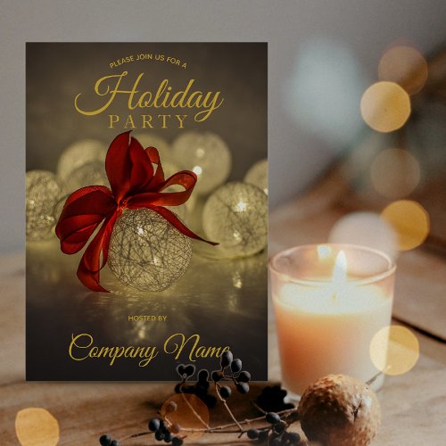 Black Gold Ornament Corporate Holiday Party Invitation