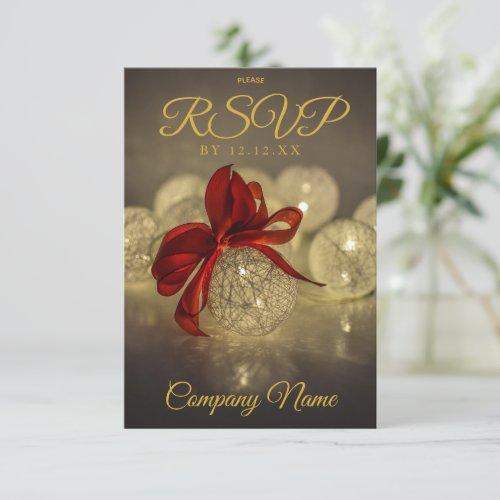 Black Gold Ornament Corporate Holiday Party  RSVP Card
