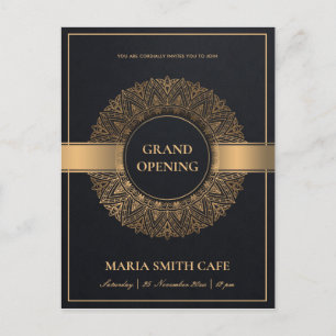 BLACK GOLD ORNATE MANDALA GRAND OPENING INVITE