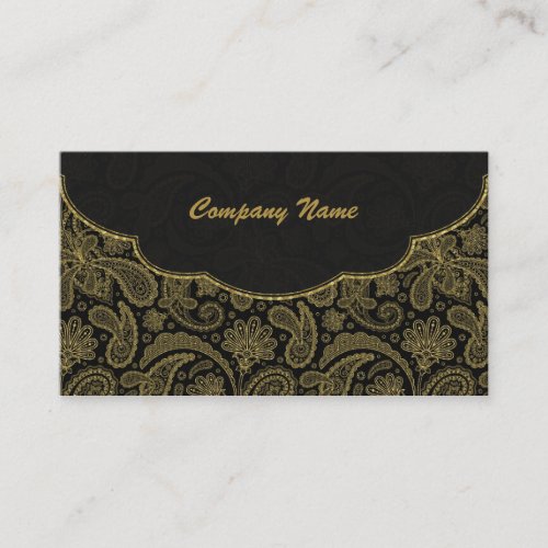 Black &amp; Gold Ornate Paisley Pattern Business Card Templates